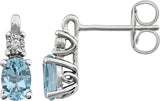 14K Gold Oval Natural Sky Blue Topaz & Natural Diamond Accented Birthstone Earrings