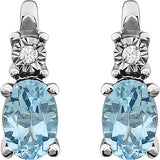 14K Gold Oval Natural Sky Blue Topaz & Natural Diamond Accented Birthstone Earrings - view 2