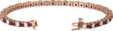 14K Gold Round Lab-Grown Ruby Line Bracelet - Rose Gold - view 8