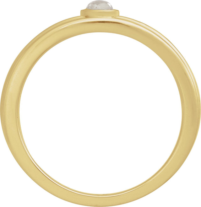 14K Gold Oval Natural Rainbow Moonstone Cabochon Ring – 5x3mm - Yellow Gold - view 2
