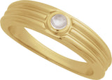 14K Gold Oval Natural Rainbow Moonstone Cabochon Ring – 5x3mm - Yellow Gold - view 4