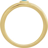 14K Gold Oval Natural Turquoise Cabochon Ring – 5x3mm - Yellow Gold - view 2