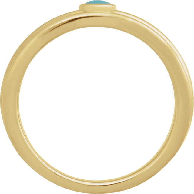 14K Gold Oval Natural Turquoise Cabochon Ring – 5x3mm - Yellow Gold - view 2