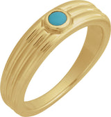 14K Gold Oval Natural Turquoise Cabochon Ring – 5x3mm - Yellow Gold