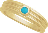14K Gold Oval Natural Turquoise Cabochon Ring – 5x3mm - Yellow Gold - view 4