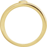 14K Gold Oval Natural White Opal Cabochon Ring – 5x3mm - Yellow Gold - view 2