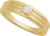 14K Gold Oval Natural White Opal Cabochon Ring – 5x3mm - Yellow Gold - view 4