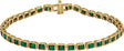 14K Gold Emerald Natural Tsavorite Garnet Bezel-Set Line Bracelet - Yellow Gold