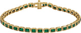 14K Gold Emerald Natural Tsavorite Garnet Bezel-Set Line Bracelet - Yellow Gold