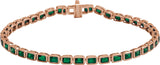 14K Gold Emerald Natural Tsavorite Garnet Bezel-Set Line Bracelet - Rose Gold