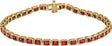 14K Gold Emerald Lab-Grown Ruby Bezel-Set Line Bracelet - Yellow Gold