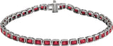 14K Gold Emerald Lab-Grown Ruby Bezel-Set Line Bracelet - White Gold