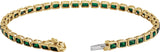 14K Gold Emerald Natural Tsavorite Garnet Bezel-Set Line Bracelet - Yellow Gold - view 2