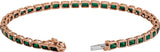 14K Gold Emerald Natural Tsavorite Garnet Bezel-Set Line Bracelet - Rose Gold - view 2