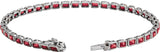 14K Gold Emerald Lab-Grown Ruby Bezel-Set Line Bracelet - White Gold - view 2