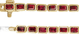 14K Gold Emerald Lab-Grown Ruby Bezel-Set Line Bracelet - Yellow Gold - view 3