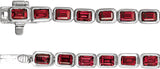 14K Gold Emerald Lab-Grown Ruby Bezel-Set Line Bracelet - White Gold - view 3