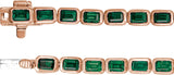 14K Gold Emerald Natural Tsavorite Garnet Bezel-Set Line Bracelet - Rose Gold - view 3