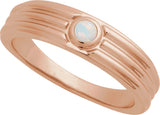 14K Gold Oval Natural White Opal Cabochon Ring – 5x3mm - Rose Gold - view 4