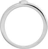 14K Gold Oval Natural White Opal Cabochon Ring – 5x3mm - White Gold - view 2