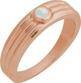 14K Gold Oval Natural White Opal Cabochon Ring – 5x3mm - Rose Gold