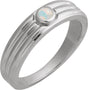 Platinum Oval Natural White Opal Cabochon Ring – 5x3mm