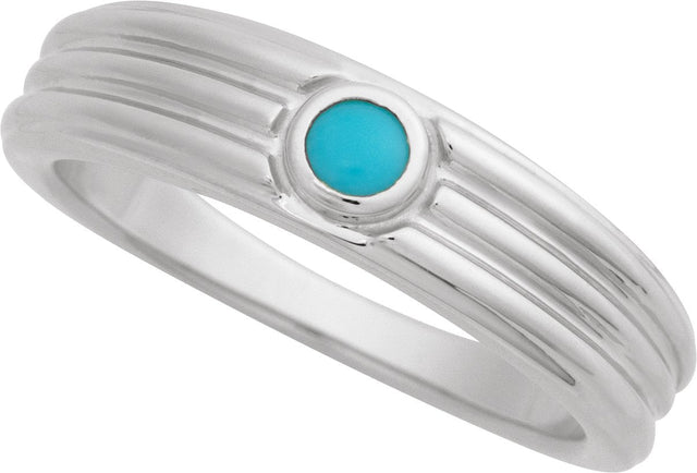 Platinum Oval Natural Turquoise Cabochon Ring – 5x3mm - view 4
