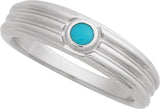 14K Gold Oval Natural Turquoise Cabochon Ring – 5x3mm - White Gold - view 4