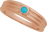 14K Gold Oval Natural Turquoise Cabochon Ring – 5x3mm - Rose Gold - view 4