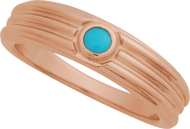 14K Gold Oval Natural Turquoise Cabochon Ring – 5x3mm - Rose Gold - view 4