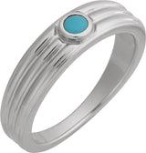 14K Gold Oval Natural Turquoise Cabochon Ring – 5x3mm - White Gold