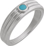 Platinum Oval Natural Turquoise Cabochon Ring – 5x3mm