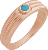 14K Gold Oval Natural Turquoise Cabochon Ring – 5x3mm - Rose Gold