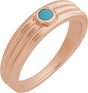 14K Gold Oval Natural Turquoise Cabochon Ring – 5x3mm - Rose Gold
