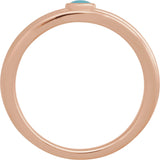 14K Gold Oval Natural Turquoise Cabochon Ring – 5x3mm - Rose Gold - view 2