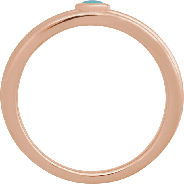 14K Gold Oval Natural Turquoise Cabochon Ring – 5x3mm - Rose Gold - view 2