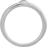 Platinum Oval Natural Turquoise Cabochon Ring – 5x3mm - view 2