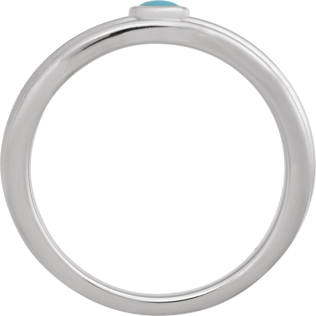 Platinum Oval Natural Turquoise Cabochon Ring – 5x3mm - view 2