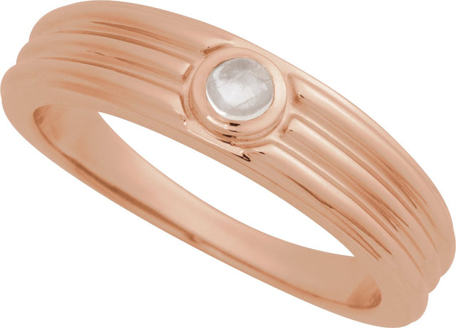 14K Gold Oval Natural Rainbow Moonstone Cabochon Ring – 5x3mm - Rose Gold - view 4