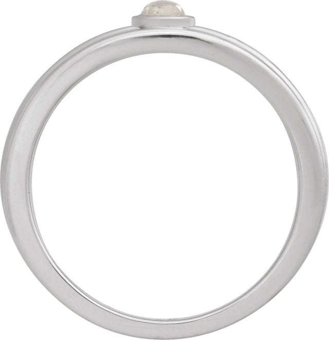 14K Gold Oval Natural Rainbow Moonstone Cabochon Ring – 5x3mm - White Gold - view 2