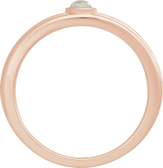 14K Gold Oval Natural Rainbow Moonstone Cabochon Ring – 5x3mm - Rose Gold - view 2