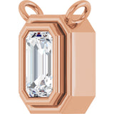 14K Gold Natural White Sapphire Round Bezel-Set Necklace - Rose Gold - view 2