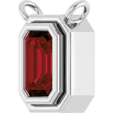 14K Gold Natural Mozambique Garnet Round Bezel-Set Necklace - White Gold - view 2