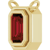 14K Gold Natural Mozambique Garnet Round Bezel-Set Necklace - Yellow Gold - view 2