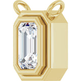 14K Gold Natural White Sapphire Round Bezel-Set Necklace - Yellow Gold - view 2