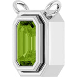 Platinum Emerald Natural Peridot Round Bezel-Set Necklace - view 2