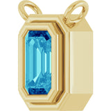 14K Gold Natural Blue Zircon Round Bezel-Set Necklace - Yellow Gold - view 2