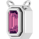 14K Gold Natural Pink Tourmaline Round Bezel-Set Necklace - White Gold - view 2