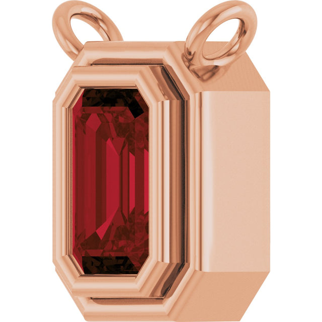 14K Gold Natural Mozambique Garnet Round Bezel-Set Necklace - Rose Gold - view 2