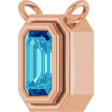 14K Gold Natural Blue Zircon Round Bezel-Set Necklace - Rose Gold - view 2